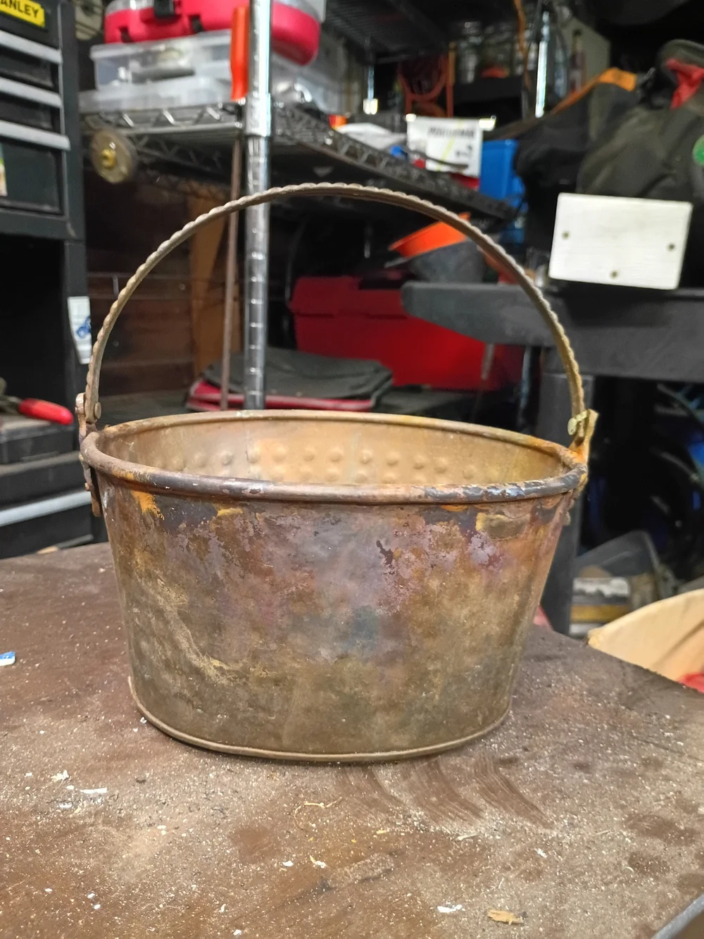 Vintage Copper-Tone Decorative Bucket for Home Accents